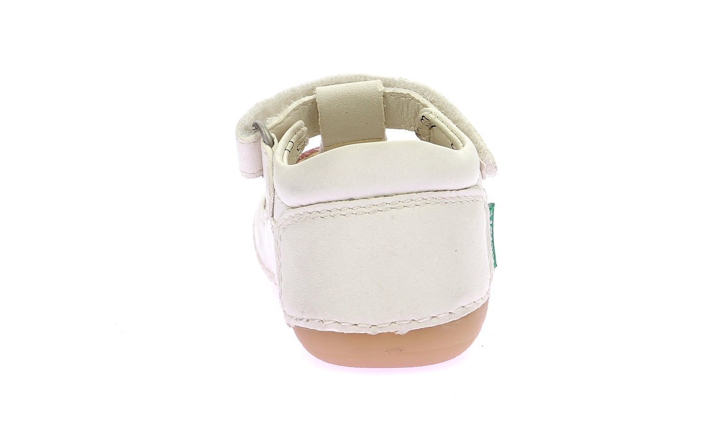 Kickers Sushy Baby Girl Closed-Toe Sandals: White & Pink, Leather, First Steps