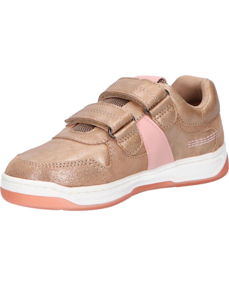 Kickers Kalido Girls' Glitter Beige Pink Velcro Trainers - Easy-Wear Casual Sneakers