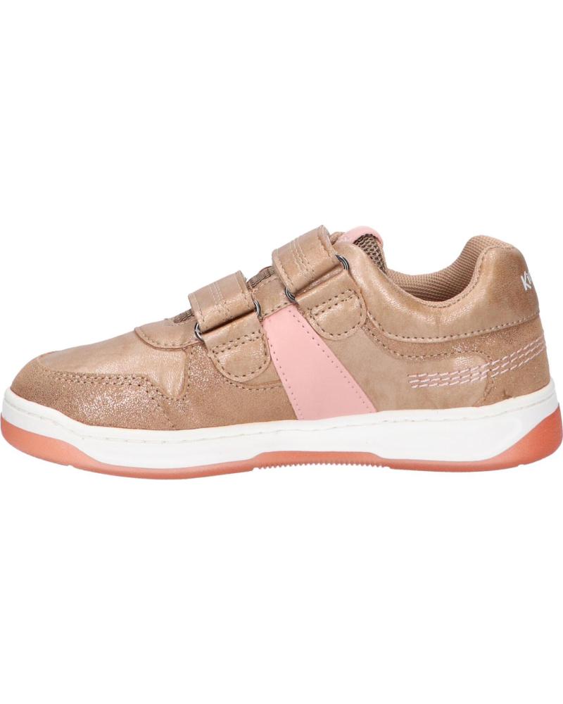Kickers Kalido Girls' Glitter Beige Pink Velcro Trainers - Easy-Wear Casual Sneakers