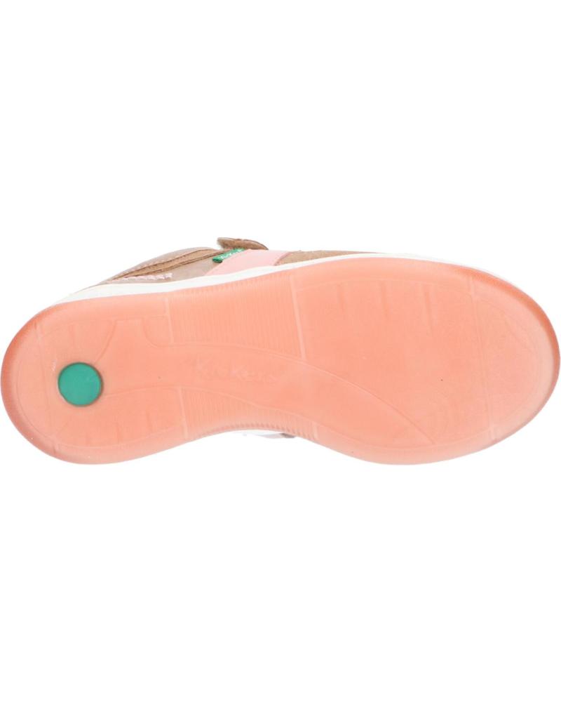 Kickers Kalido Girls' Glitter Beige Pink Velcro Trainers - Easy-Wear Casual Sneakers