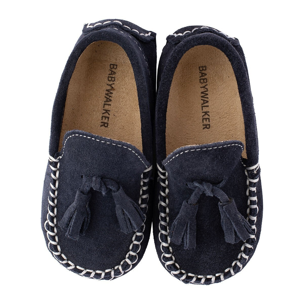 Babywalker Boys' Premium Leather Moccasins: Navy Blue Baptism Loafers with Tassels