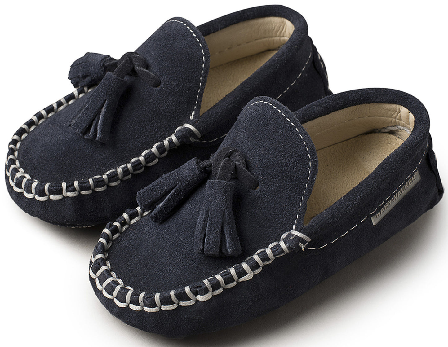 Babywalker Boys' Premium Leather Moccasins: Navy Blue Baptism Loafers with Tassels