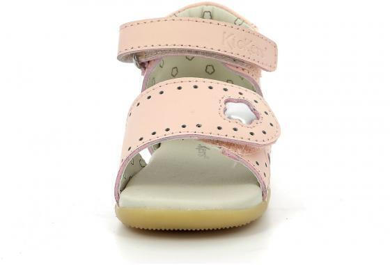 Kickers Kids' Pink Leather Sandals with Hook & Loop Closure