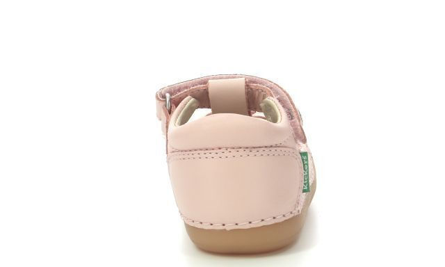 Kickers Sushy Girls' Pink Leather Strap Sandals with Velcro Closure