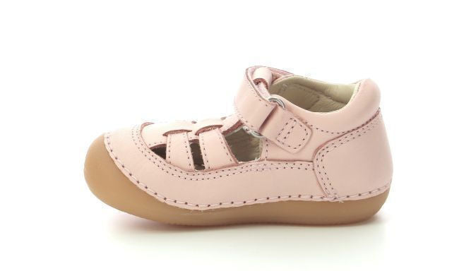 Kickers Sushy Girls' Pink Leather Strap Sandals with Velcro Closure