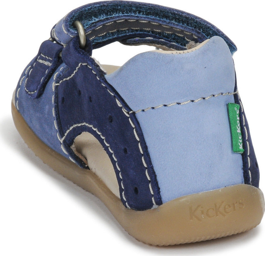 Kickers Kids Anatomical Blue Leather Sandals with Velcro Closure - 785401-10-53