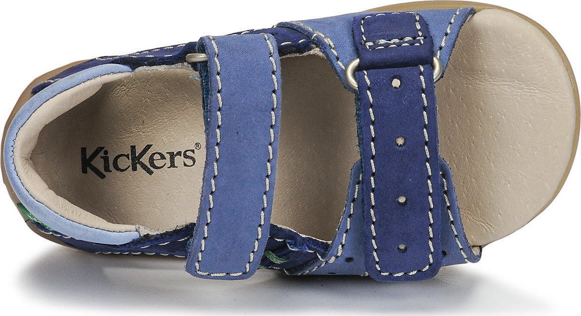 Kickers Kids Anatomical Blue Leather Sandals with Velcro Closure - 785401-10-53