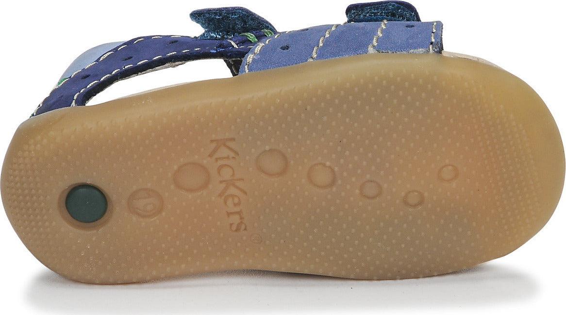 Kickers Kids Anatomical Blue Leather Sandals with Velcro Closure - 785401-10-53