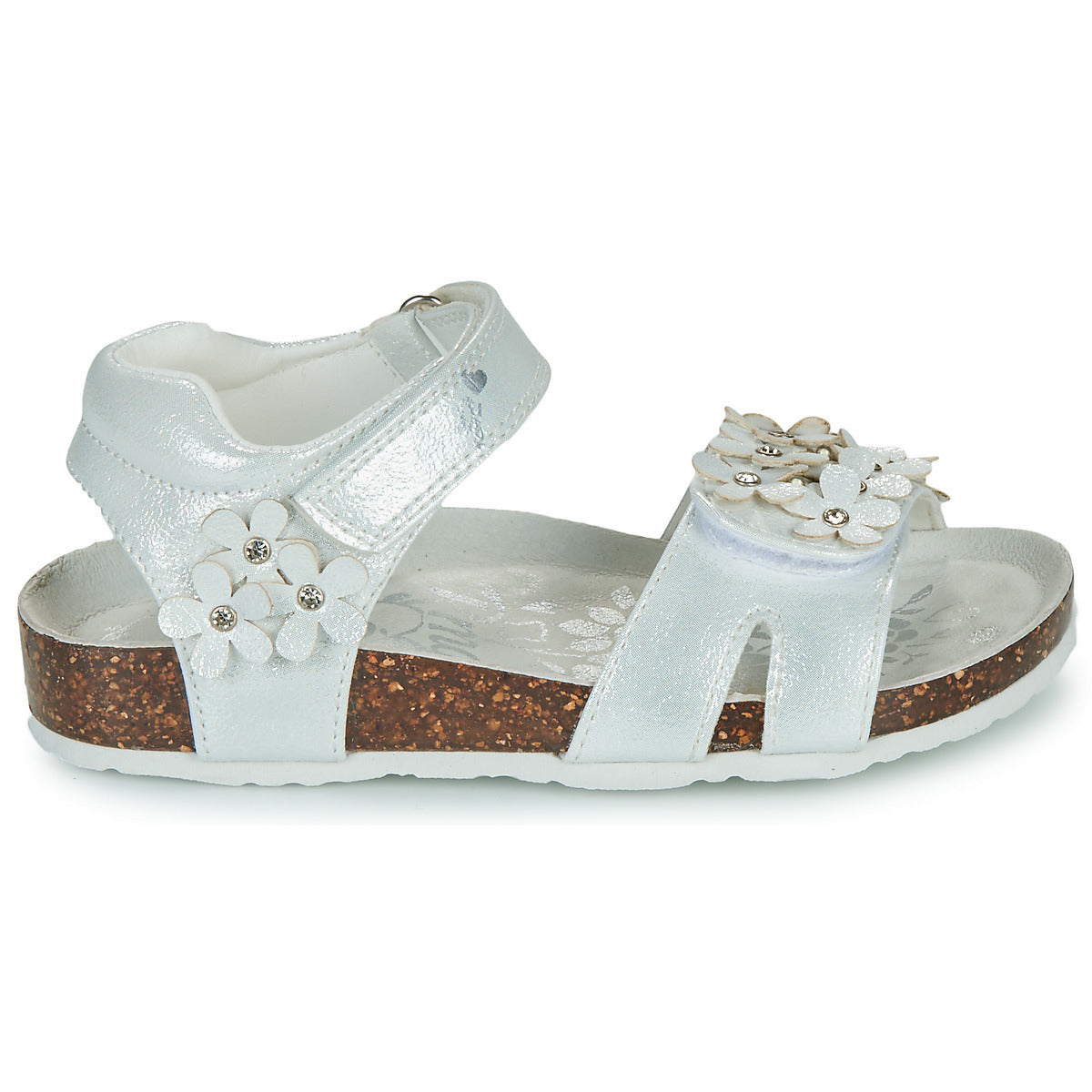 Girls' White Velcro Sandals with Sparkly LIGHTS and Anatomical Footbed 7973200