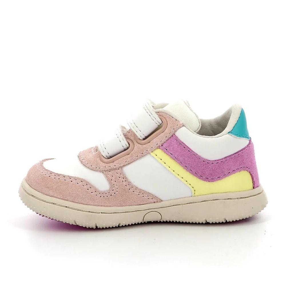 Kickers Kids White Anatomic Hook-and-Loop Sneakers for Comfortable Play