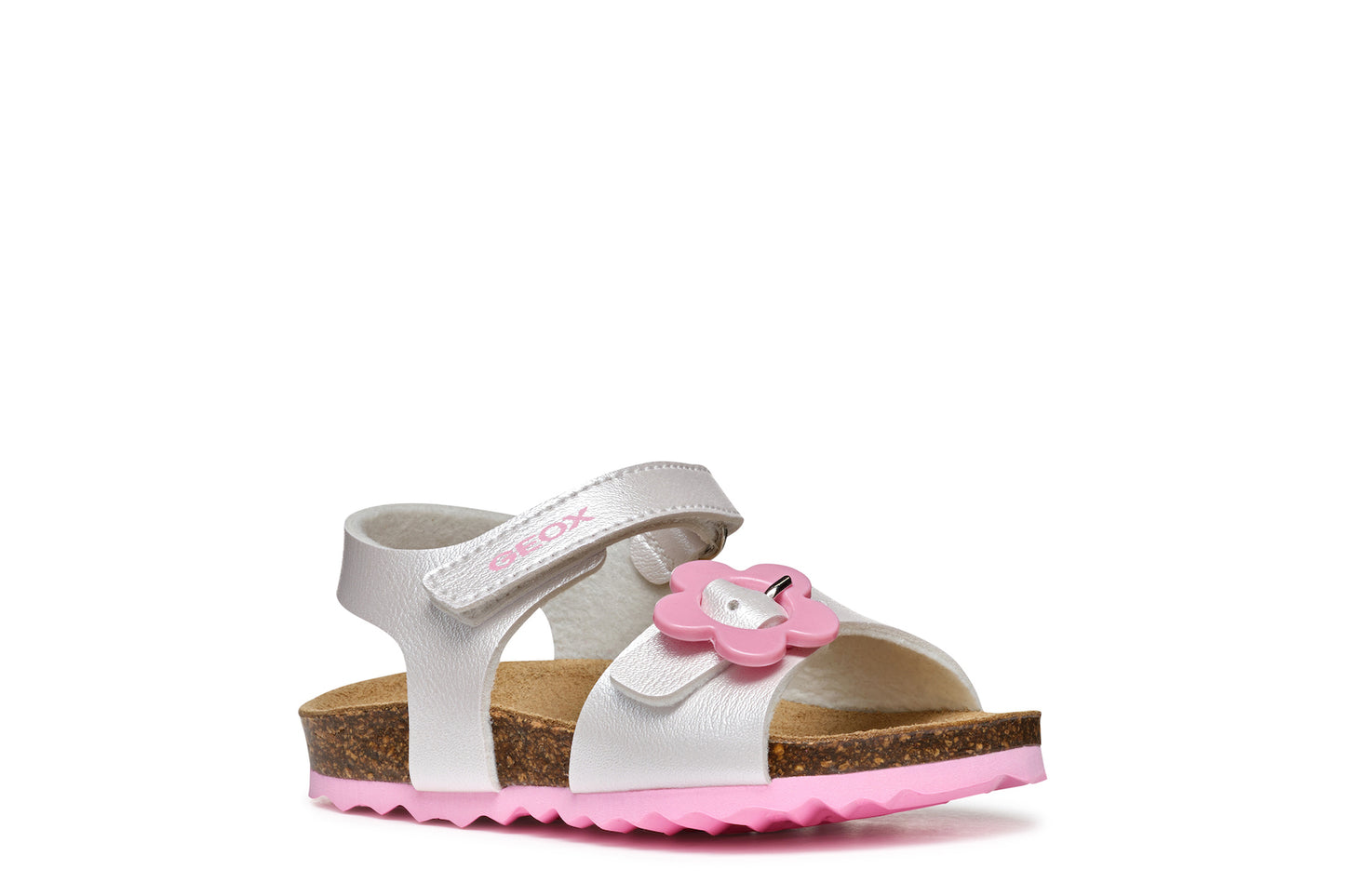 Geox Chalki White Kids' Breathable Leather Sandals - Flexible Hook-and-Loop Closure
