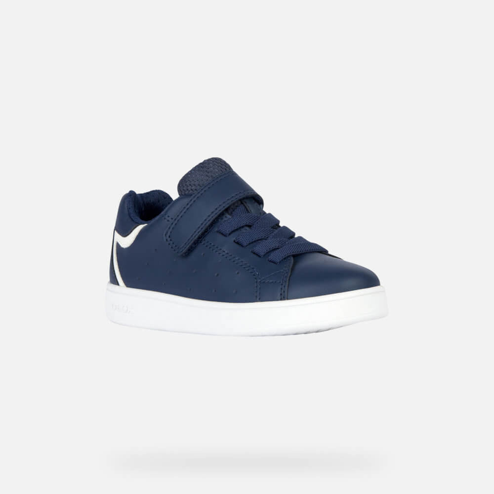 Geox Eclyper Breathable Lightweight Kids' Anatomical Sneakers with Velcro Closure, Navy Blue