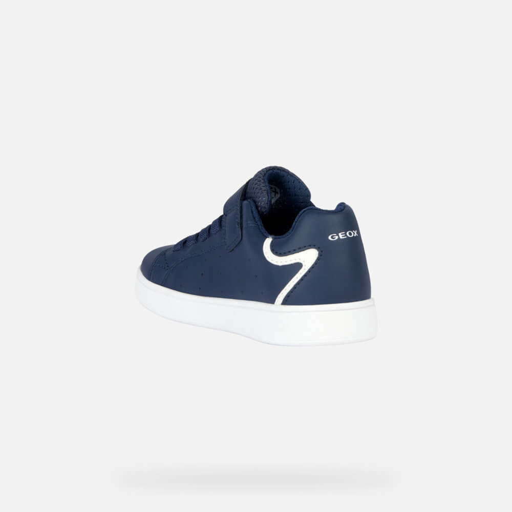 Geox Eclyper Breathable Lightweight Kids' Anatomical Sneakers with Velcro Closure, Navy Blue