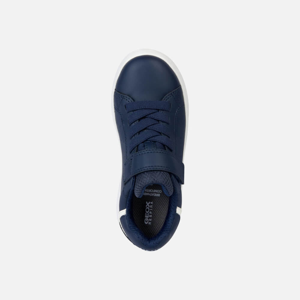 Geox Eclyper Breathable Lightweight Kids' Anatomical Sneakers with Velcro Closure, Navy Blue