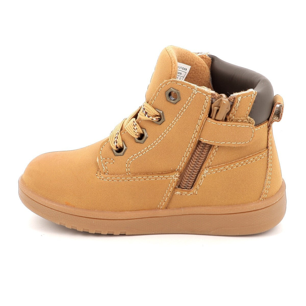 Tommy Hilfiger Kids' Brown Lace-Up Boots: Warm Fleece Lined Synthetic Leather