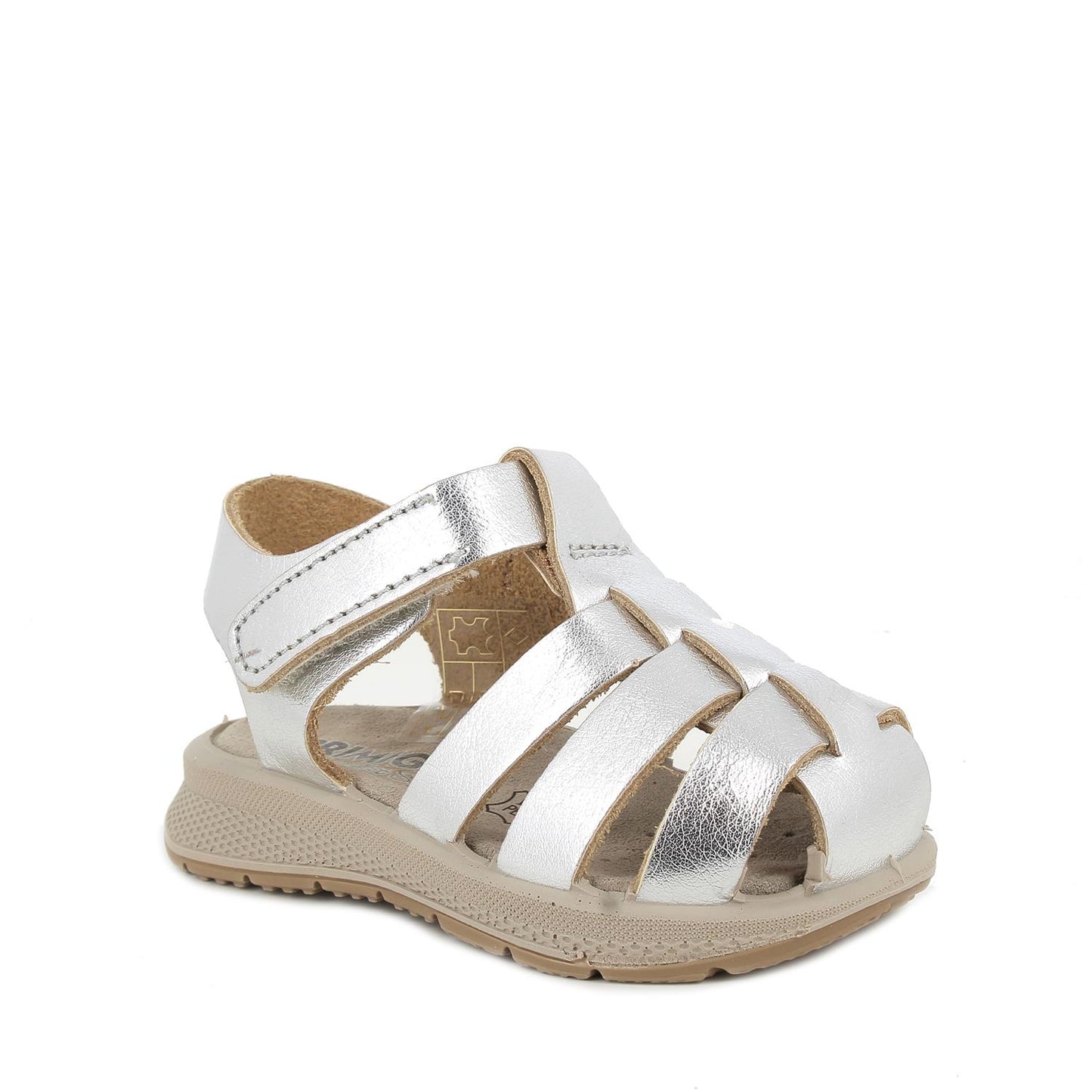 Primigi Girls' Silver Velcro Sandals with Anatomical Insole for Comfort and Style