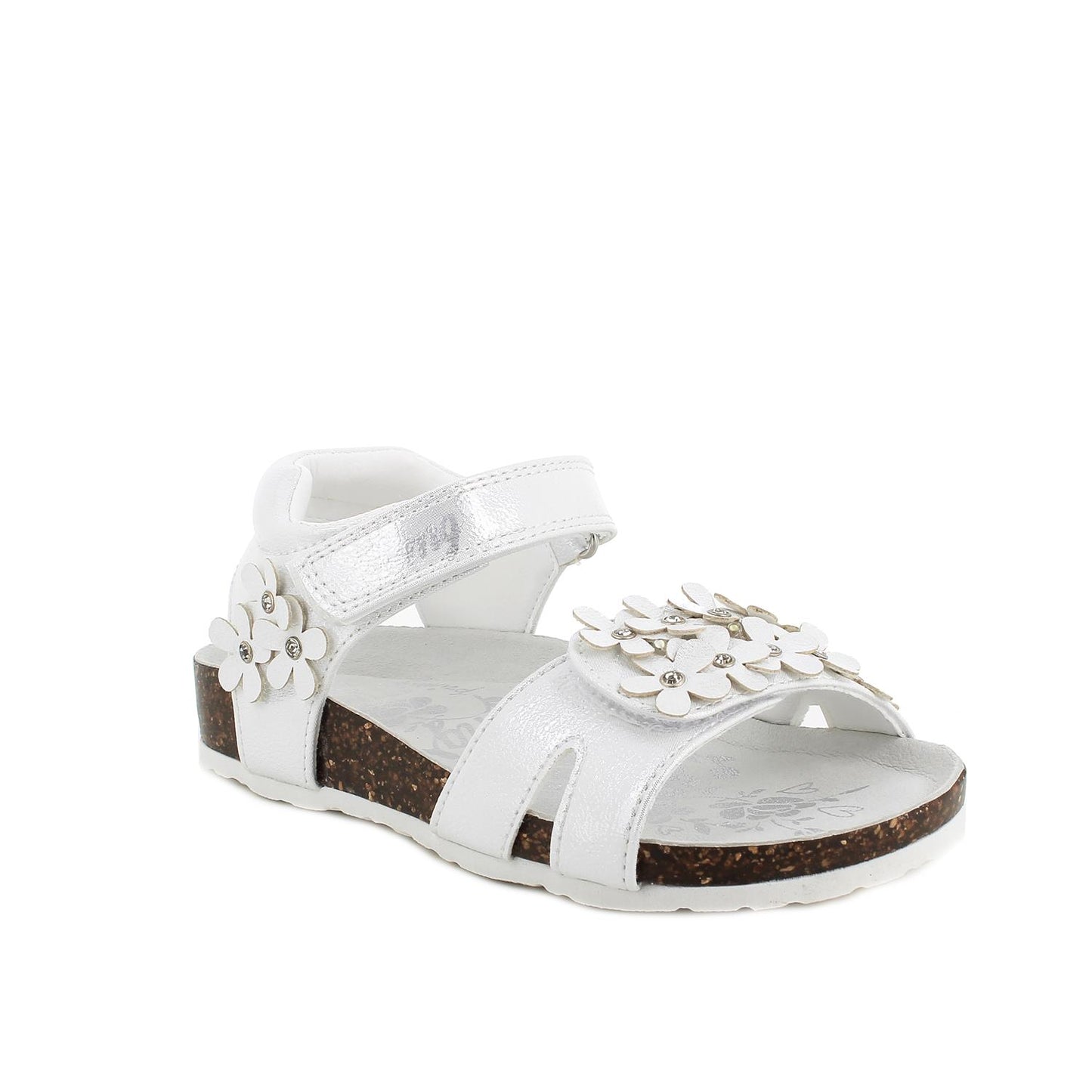 Girls' White Velcro Sandals with Sparkly Lights and Anatomical Footbed