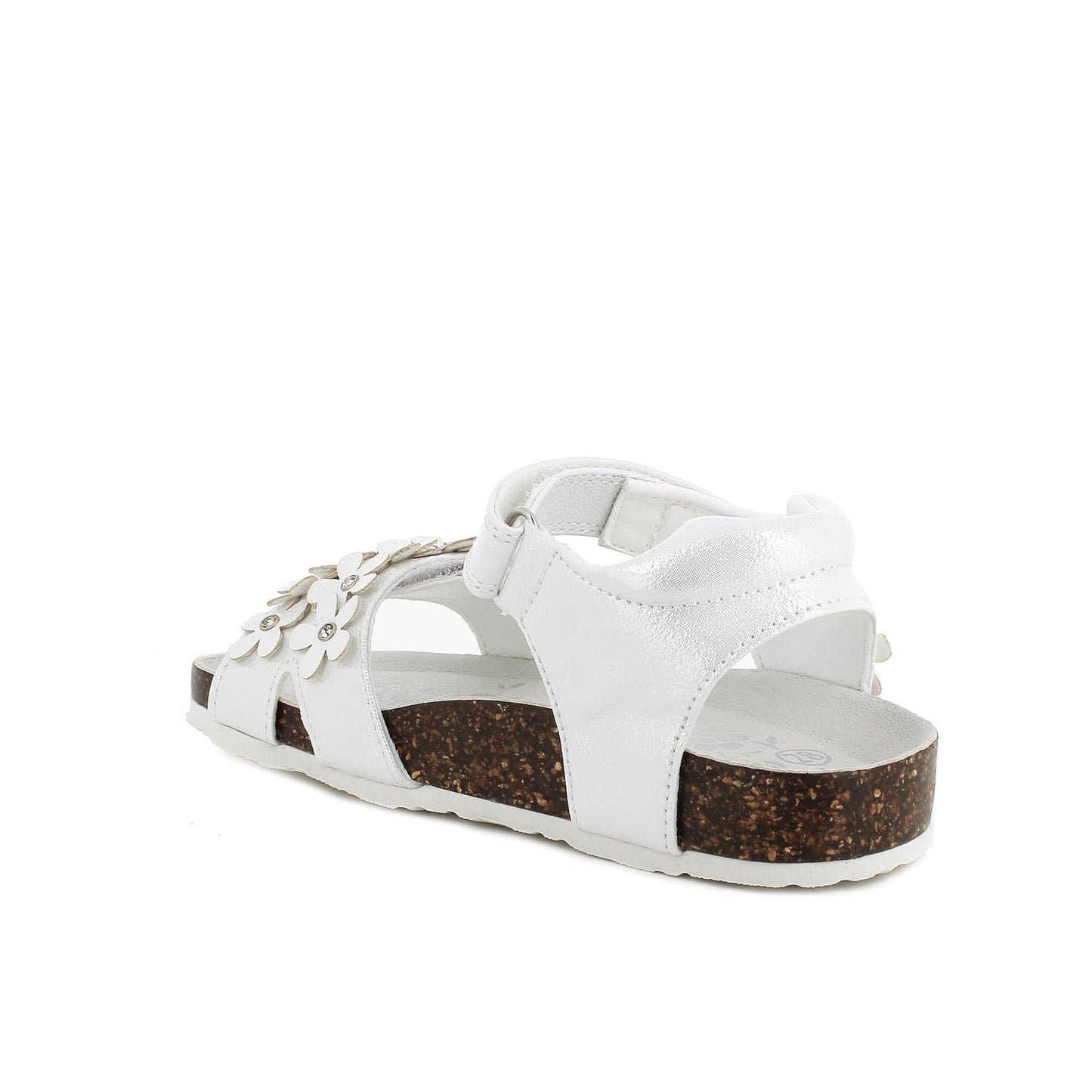 Girls' White Velcro Sandals with Sparkly Lights and Anatomical Footbed