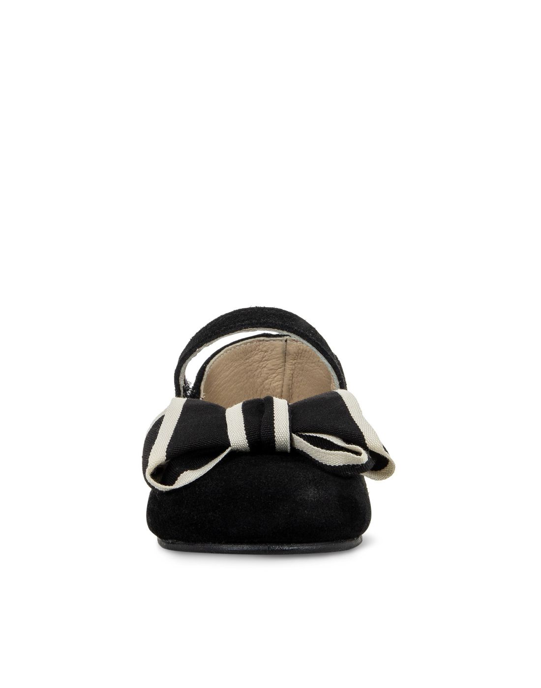 Babywalker Anatomical Girls' Black Suede Ballet Flats with Elegant Bow Detail 4779