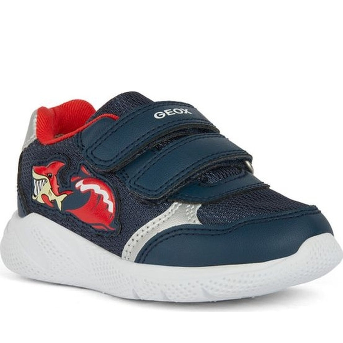 Geox Boys' Navy and Red Sprintye Sneakers - Comfortable, Breathable, and Stylish