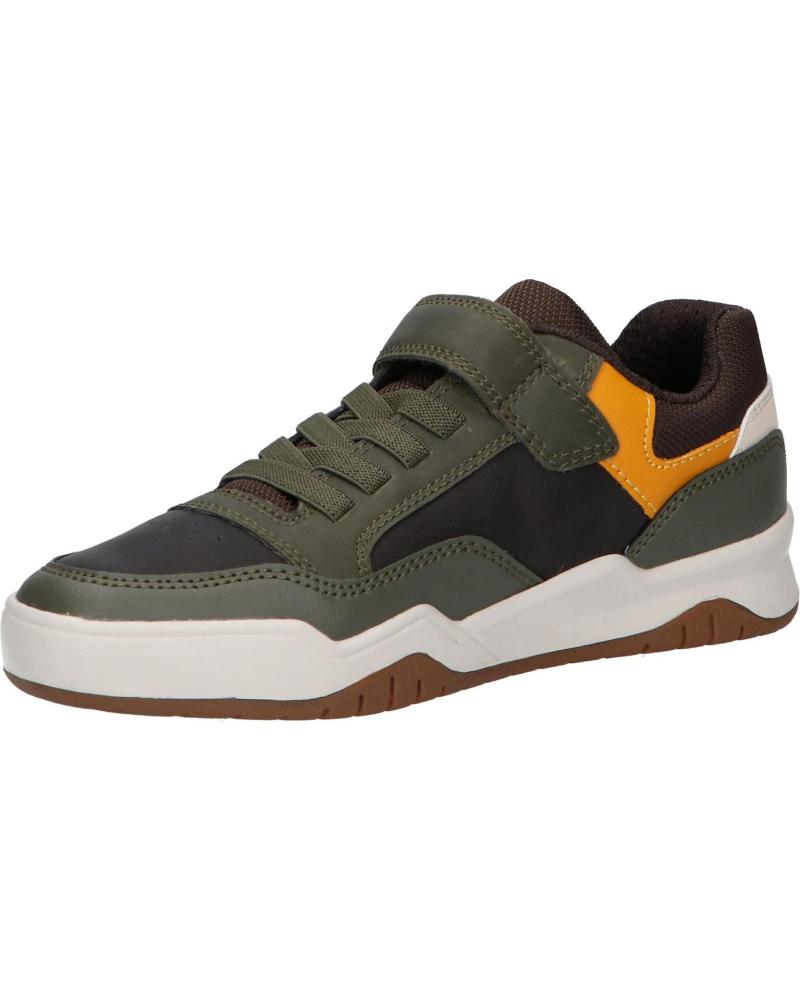 GEOX Perth J367RE Boys' Breathable Casual Trainers - Dark Green & Yellow