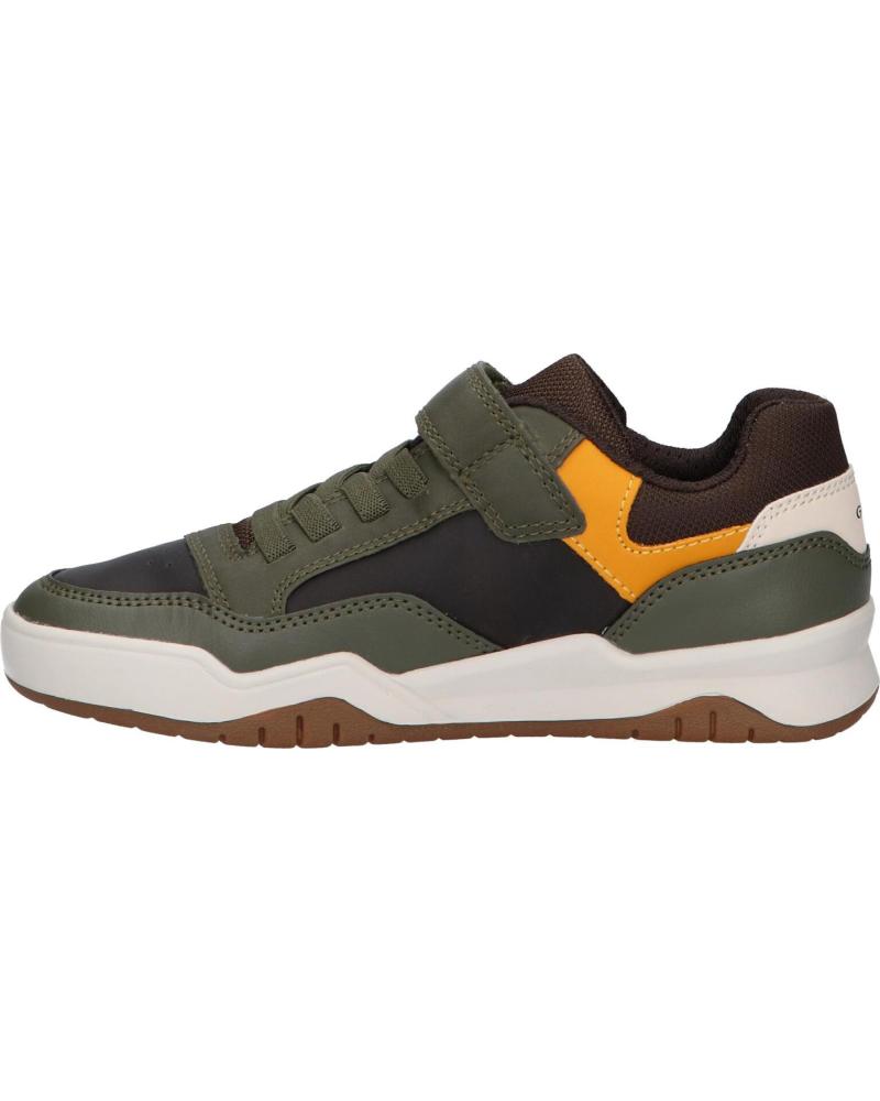 GEOX Perth J367RE Boys' Breathable Casual Trainers - Dark Green & Yellow