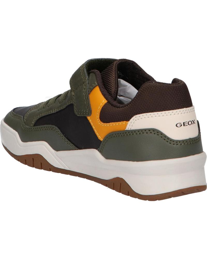 GEOX Perth J367RE Boys' Breathable Casual Trainers - Dark Green & Yellow