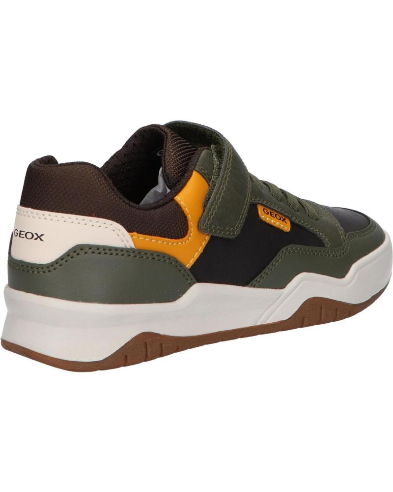 GEOX Perth J367RE Boys' Breathable Casual Trainers - Dark Green & Yellow