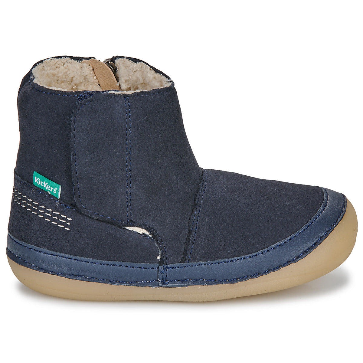 Kickers SOKIFAUNE Kids' Durable Leather Mid Boots - Marine Blue Comfort Shoes