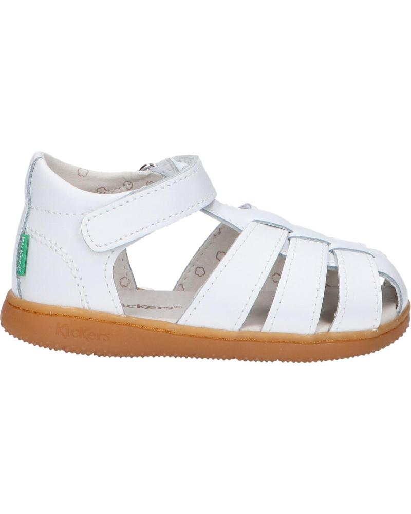 Kickers Flo Action White Leather Kids' Velcro Sandals – Durable, Comfortable, Play-Ready