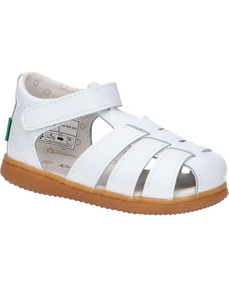 Kickers Flo Action White Leather Kids' Velcro Sandals – Durable, Comfortable, Play-Ready