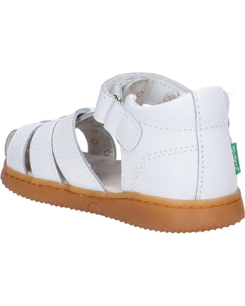 Kickers Flo Action White Leather Kids' Velcro Sandals – Durable, Comfortable, Play-Ready
