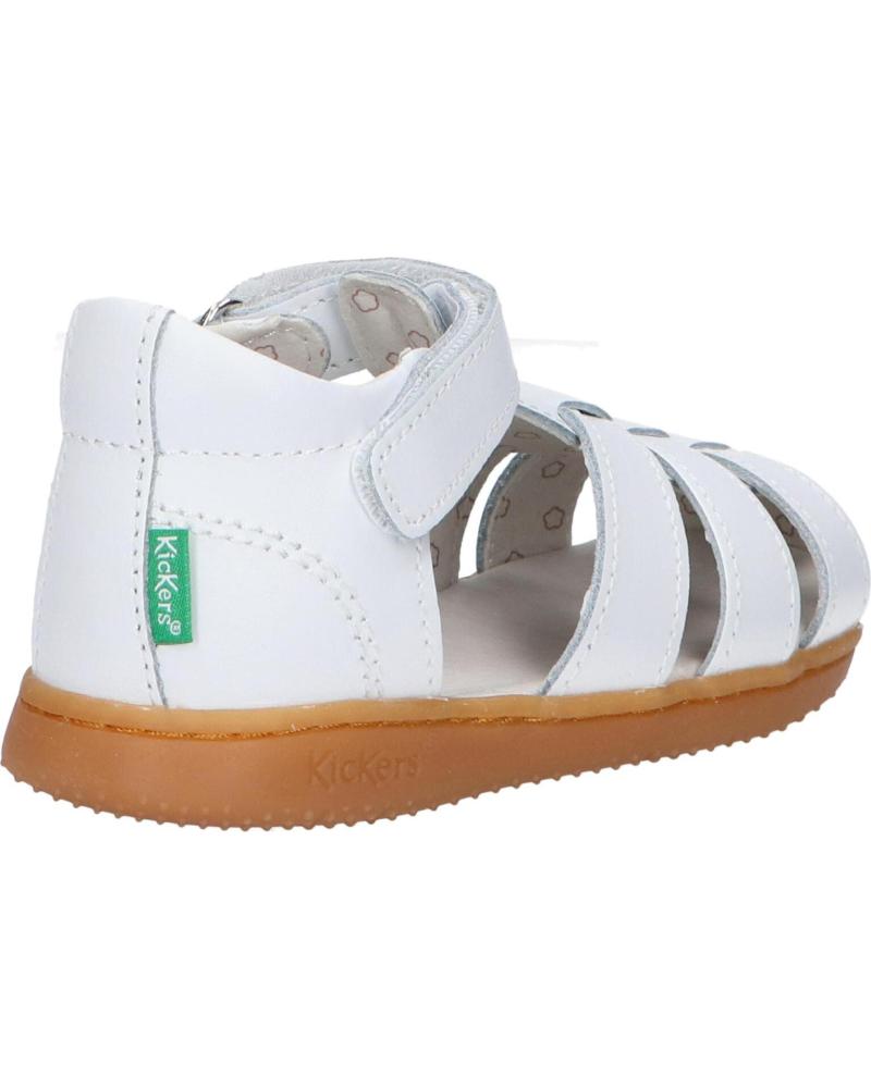 Kickers Flo Action White Leather Kids' Velcro Sandals – Durable, Comfortable, Play-Ready