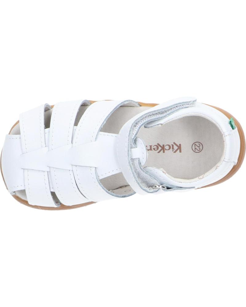 Kickers Flo Action White Leather Kids' Velcro Sandals – Durable, Comfortable, Play-Ready