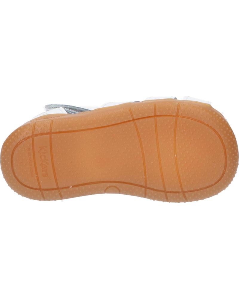 Kickers Flo Action White Leather Kids' Velcro Sandals – Durable, Comfortable, Play-Ready