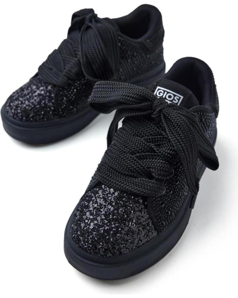 Gioseppo Girls' Black Glitter Canvas Sneakers - Stylish & Comfortable Everyday Shoes