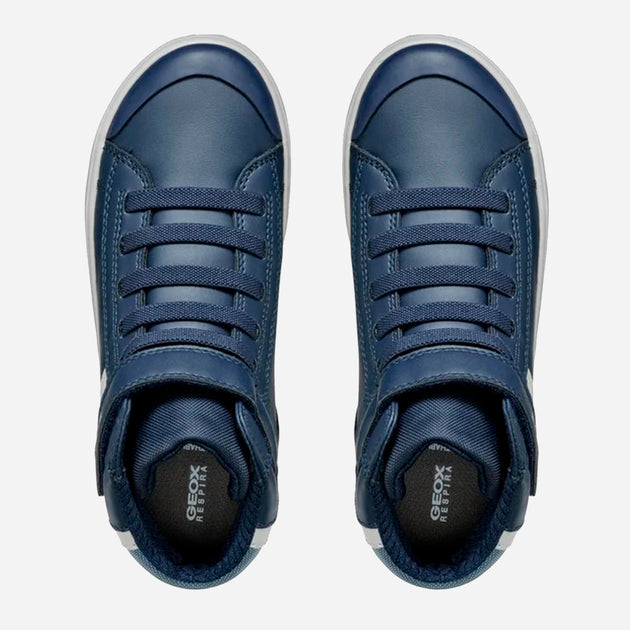 Geox boys' Breathable Navy Blue High-Top Sneakers J465CA