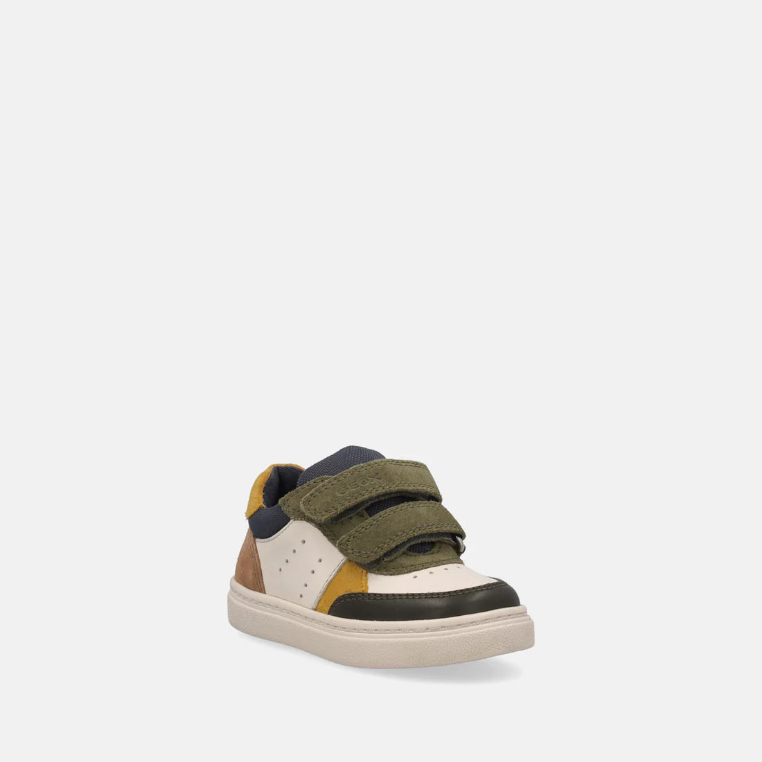 Geox Nashik Ivory Green boys' Breathable Leather Sneakers B465NC