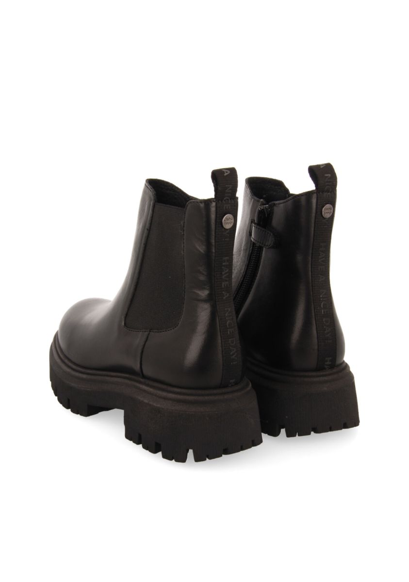 Gioseppo Hetland Kids' Black Leather Chelsea Boots with Track Soles