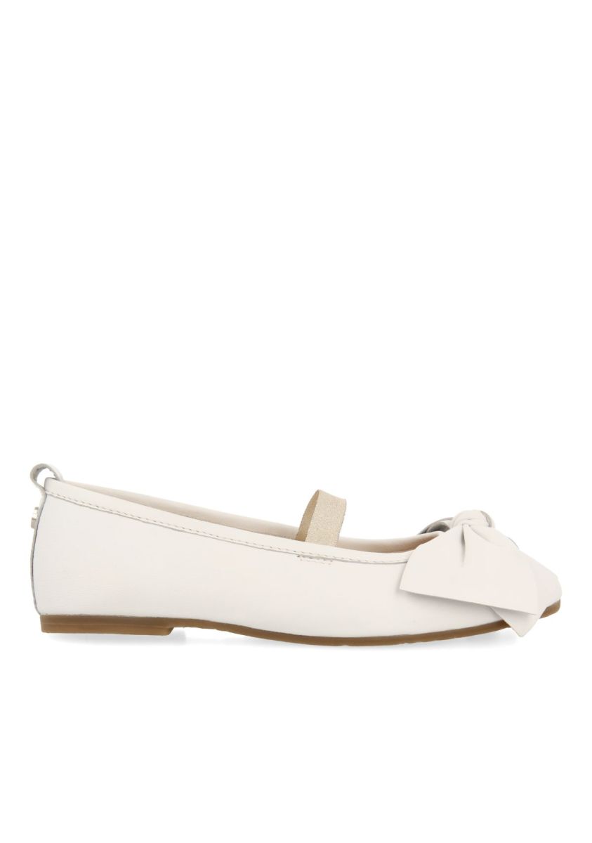Off-White Leather Ballet Flats with Bow for Girls and Boys by Gioseppo
