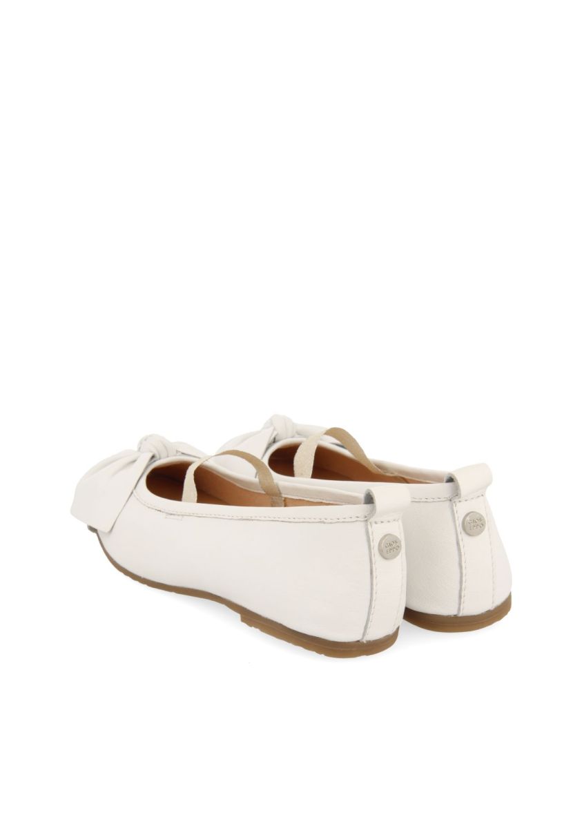 Off-White Leather Ballet Flats with Bow for Girls and Boys by Gioseppo