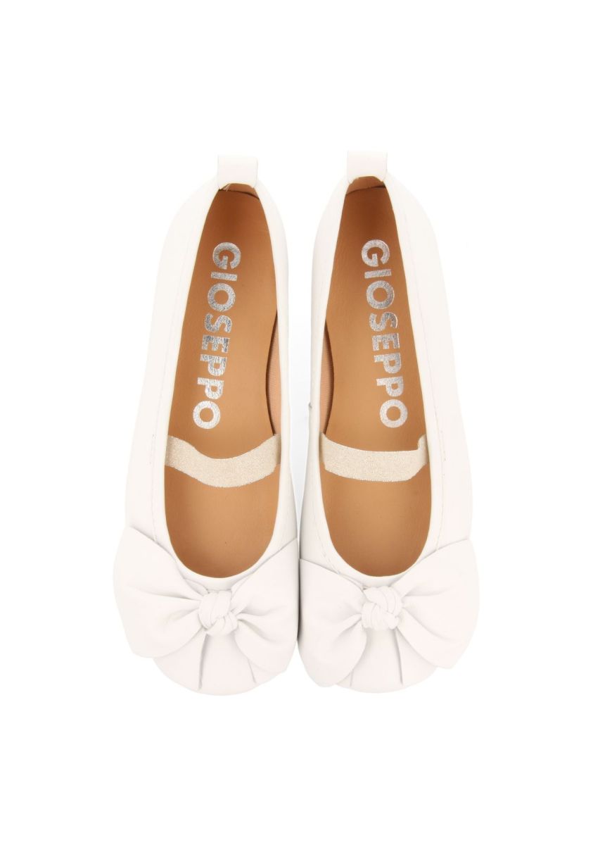 Off-White Leather Ballet Flats with Bow for Girls and Boys by Gioseppo