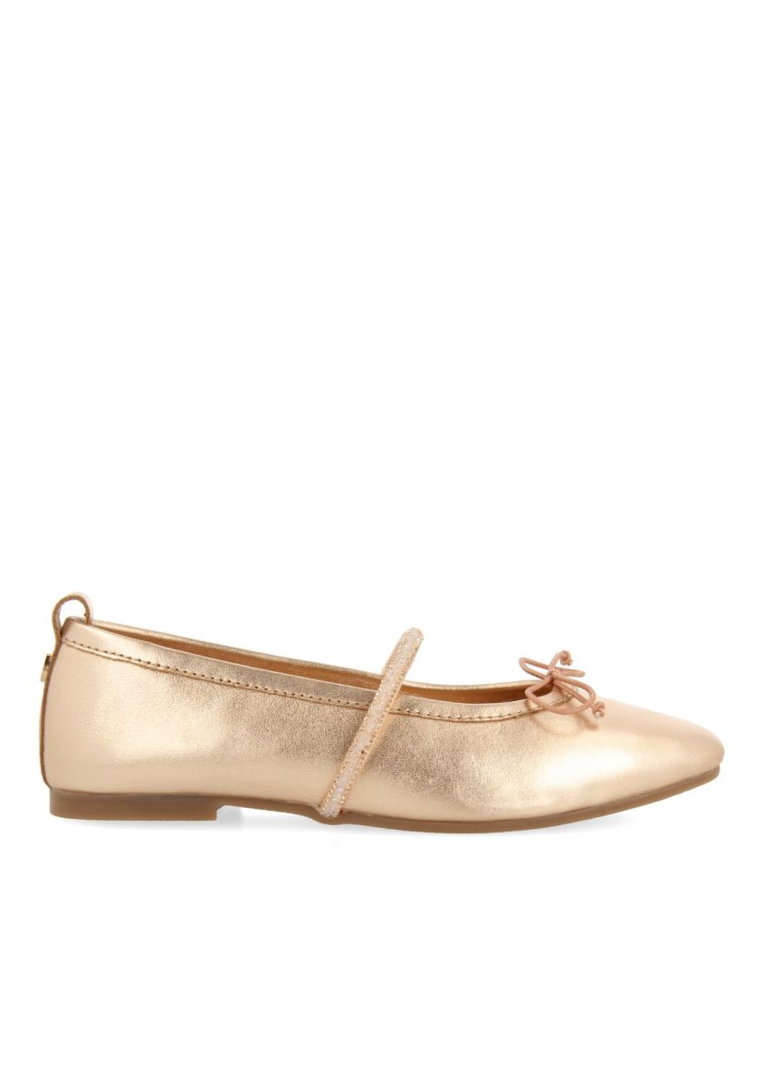 Sparkling Pink Gold Skin Ballet Flats with Rhinestone Embellishments for Girls and Boys