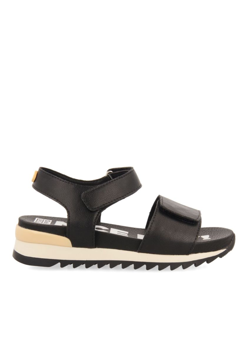 Black Sports Sandals with Yellow Detail for Girls and Boys, Memory Foam Insole