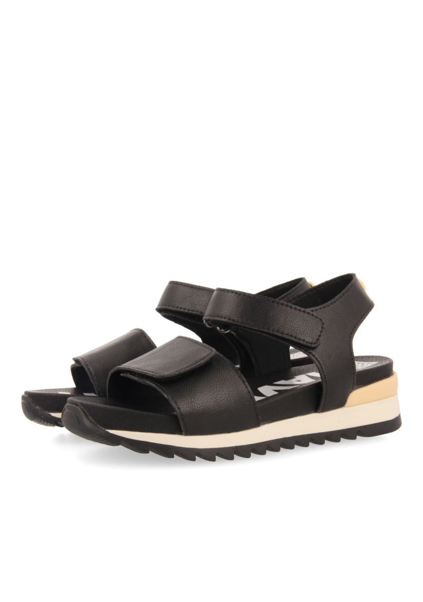 Black Sports Sandals with Yellow Detail for Girls and Boys, Memory Foam Insole