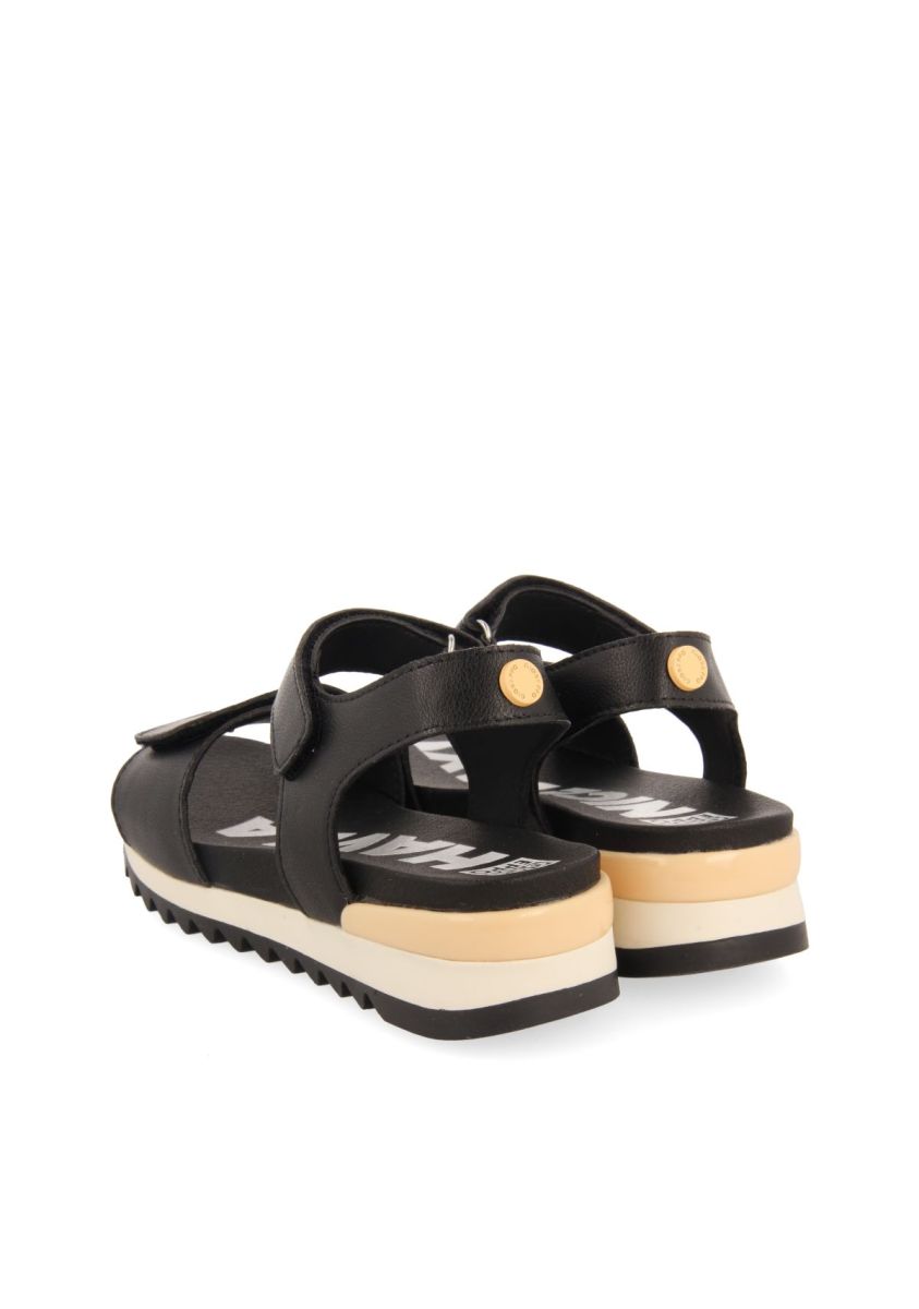 Black Sports Sandals with Yellow Detail for Girls and Boys, Memory Foam Insole