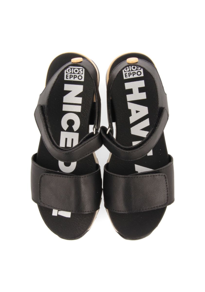 Black Sports Sandals with Yellow Detail for Girls and Boys, Memory Foam Insole