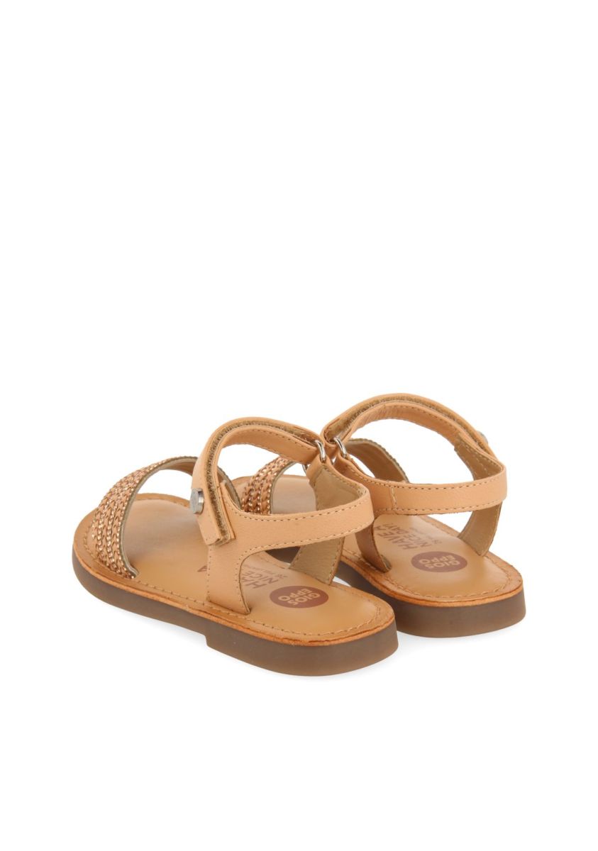 Comfortable White Leather Mireval Sandals with Rhinestones & Adjustable Closure for Kids