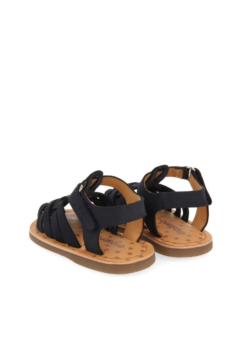 Gioseppo Harrah Navy Blue Leather Crab-Style Sandals for Baby's First Steps
