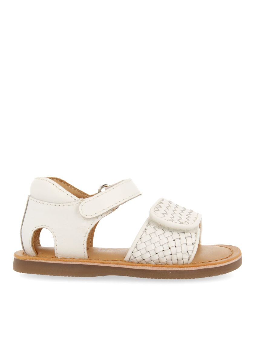 Baby Athena White Leather Sandals: Braided Strap, Adjustable Closure, Padded Insole